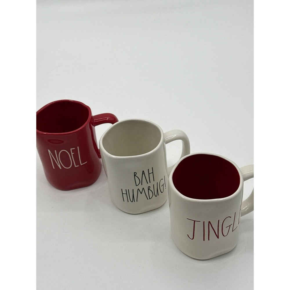 Rae Dunn Christmas Mugs Set of 3 Noel Bah Humbug Jingle Holiday Ceramic